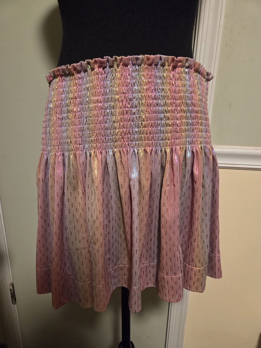 QUEEN OF SPARKLES Pastel Metallic Smocked Shorts - Pink, Purple, Gold